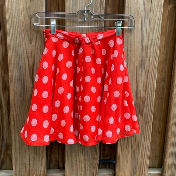 Material Girl Red Dotted Flouncy Skirt - Picture 4 of 9